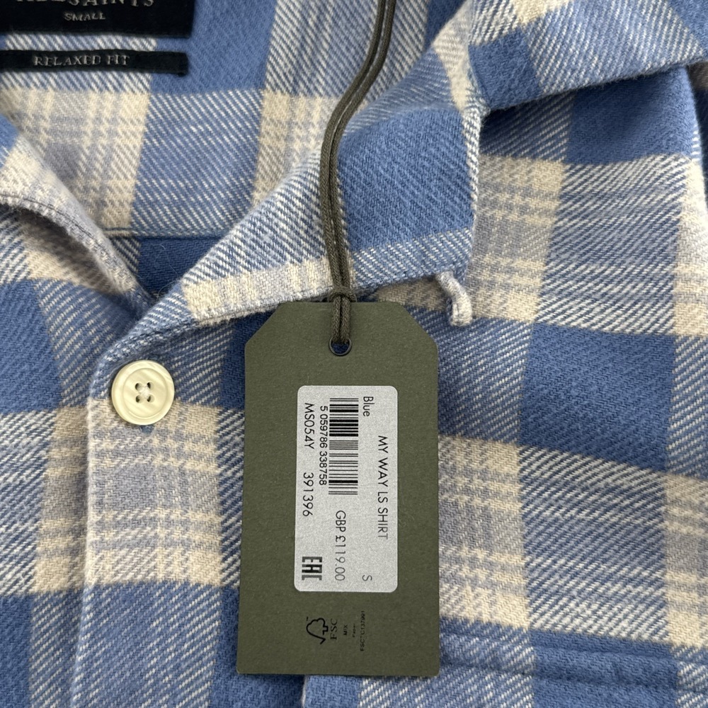NWT AllSaints Men's Button Up Shirt Love My Way S Designer Brand Plaid 2023 - Picture 7 of 9